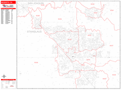 Modesto Metro Area Zip Code Wall Map by MarketMAPS