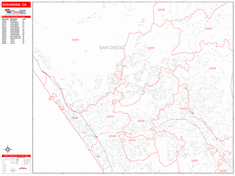 Oceanside Metro Area Zip Code Wall Map by MarketMAPS