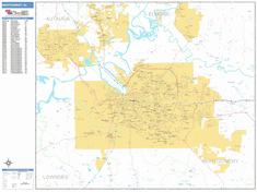 Montgomery Alabama Zip Code Wall Map (Basic Style) by MarketMAPS