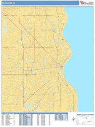 Milwaukee Wisconsin Zip Code Wall Map (Basic Style) by MarketMAPS