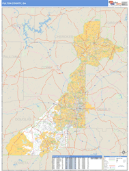 Fulton County, GA Zip Code Wall Map Basic Style by MarketMAPS
