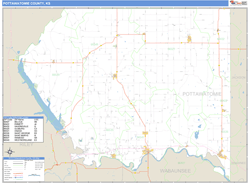 Pottawatomie County, KS Zip Code Wall Map Basic Style by MarketMAPS