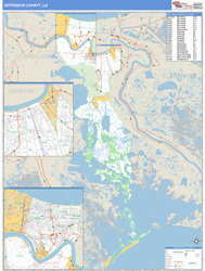 Jefferson County, LA Zip Code Wall Map Basic Style by MarketMAPS