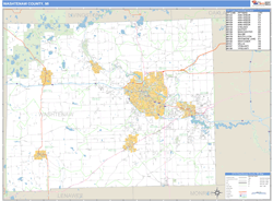 Washtenaw County, MI Zip Code Wall Map Basic Style by MarketMAPS