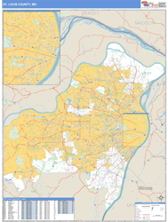 St. Louis County, MO Zip Code Wall Map Basic Style by MarketMAPS