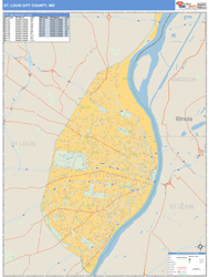 St. Louis City County, MO Zip Code Wall Map Basic Style by MarketMAPS