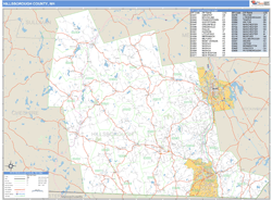 Hillsborough County, NH Zip Code Wall Map Basic Style by MarketMAPS