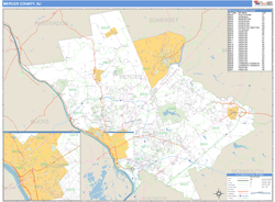 county zip map mercer code nj wall maps basic jersey