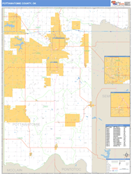 Pottawatomie County, OK Zip Code Wall Map Basic Style by MarketMAPS