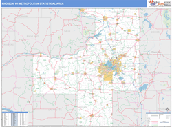 Madison, WI Metro Area Zip Code Wall Map Basic Style by MarketMAPS