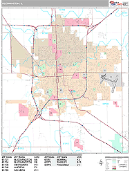 Bloomington Illinois Wall Map (Premium Style) by MarketMAPS
