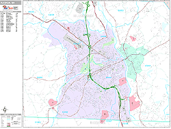 Nashua New Hampshire Zip Code Wall Map (Premium Style) by MarketMAPS