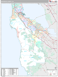 San Mateo County, CA Wall Map Premium Style by MarketMAPS