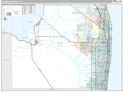 Palm Beach County, FL Zip Code Wall Map Premium Style by MarketMAPS