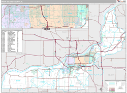 Rock Island County, IL Zip Code Wall Map Premium Style by MarketMAPS