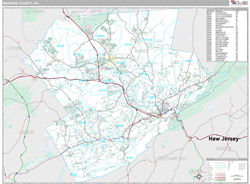 Monroe County, PA Wall Map Premium Style by MarketMAPS