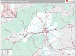Asheville, NC Metro Area Zip Code Wall Map Premium Style by MarketMAPS