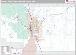 Colorado Springs, CO Metro Area Zip Code Wall Map Premium Style by MarketMAPS