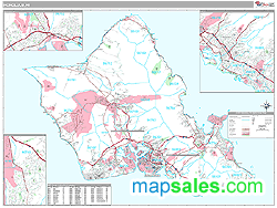 Honolulu, HI Metro Area Zip Code Wall Map Premium Style by MarketMAPS