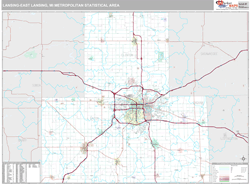 Lansing-East Lansing, MI Metro Area Zip Code Wall Map Premium Style by ...