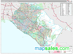 Orange County, CA Metro Area Zip Code Wall Map Premium Style by MarketMAPS