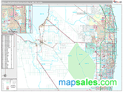 West Palm Beach-Boca Raton, FL Metro Area Zip Code Wall Map Premium Style by MarketMAPS