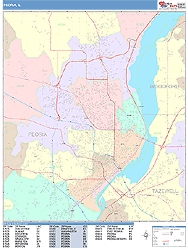 Peoria Illinois Wall Map (Color Cast Style) by MarketMAPS