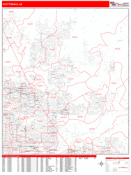 Scottsdale Arizona Zip Code Wall Map (Red Line Style) by MarketMAPS