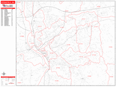 Springfield Massachusetts Zip Code Wall Map (Red Line Style) by MarketMAPS