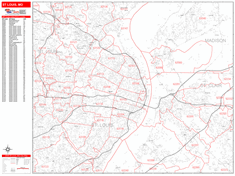 St. Louis Missouri Zip Code Wall Map (Red Line Style) by MarketMAPS