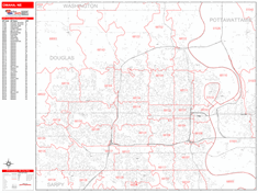 Omaha Nebraska Zip Code Wall Map (Red Line Style) by MarketMAPS