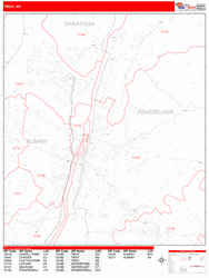 Troy New York Wall Map (Red Line Style) by MarketMAPS