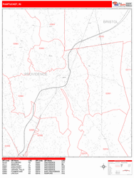 Pawtucket Rhode Island Zip Code Wall Map (Red Line Style) by MarketMAPS
