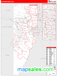 Zip Code Map Jefferson County Colorado | jefferson county co zip code wall map red line style by Zip Code Map Jefferson County Colorado | jefferson county co zip code wall map red line style by