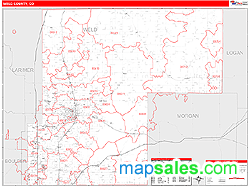 Weld County, CO Wall Map Red Line Style by MarketMAPS