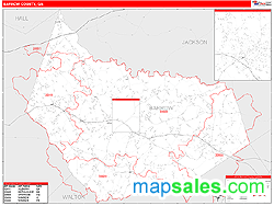 Barrow County, GA Zip Code Wall Map Red Line Style by MarketMAPS