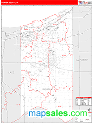 county zip porter code map wall maps indiana
