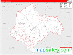 Morgan County, KY Carrier Route Wall Map Red Line Style by MarketMAPS