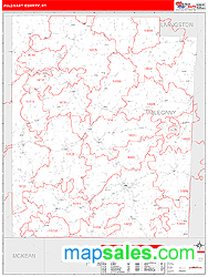 Allegany County Zip Code Wall Map