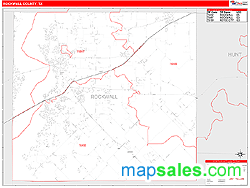 Rockwall County, TX Wall Map Red Line Style by MarketMAPS