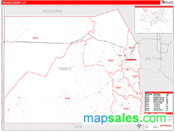 Tooele County, UT Wall Map Red Line Style by MarketMAPS