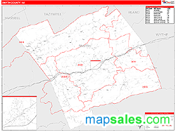 Smyth County, VA Zip Code Wall Map Red Line Style by MarketMAPS