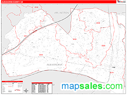 Alexandria County, VA Zip Code Wall Map Red Line Style by MarketMAPS