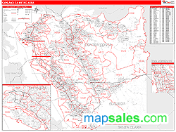 Oakland, CA Metro Area Zip Code Wall Map Red Line Style by MarketMAPS