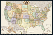 USA Wall Map Brass Example