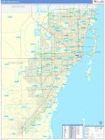 Miami Dade, Fl Carrier Route Wall Map