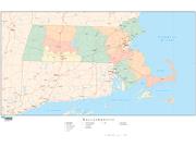 Massachusetts with Counties Wall Map