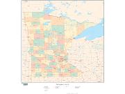 Minnesota with Counties Wall Map