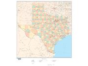 Texas with Counties Wall Map