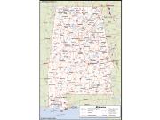 Alabama with Counties Wall Map